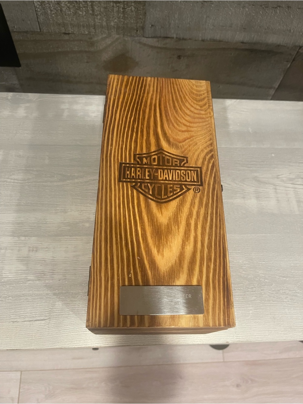 Harley-Davidson Decanter in a Wood Grain Box